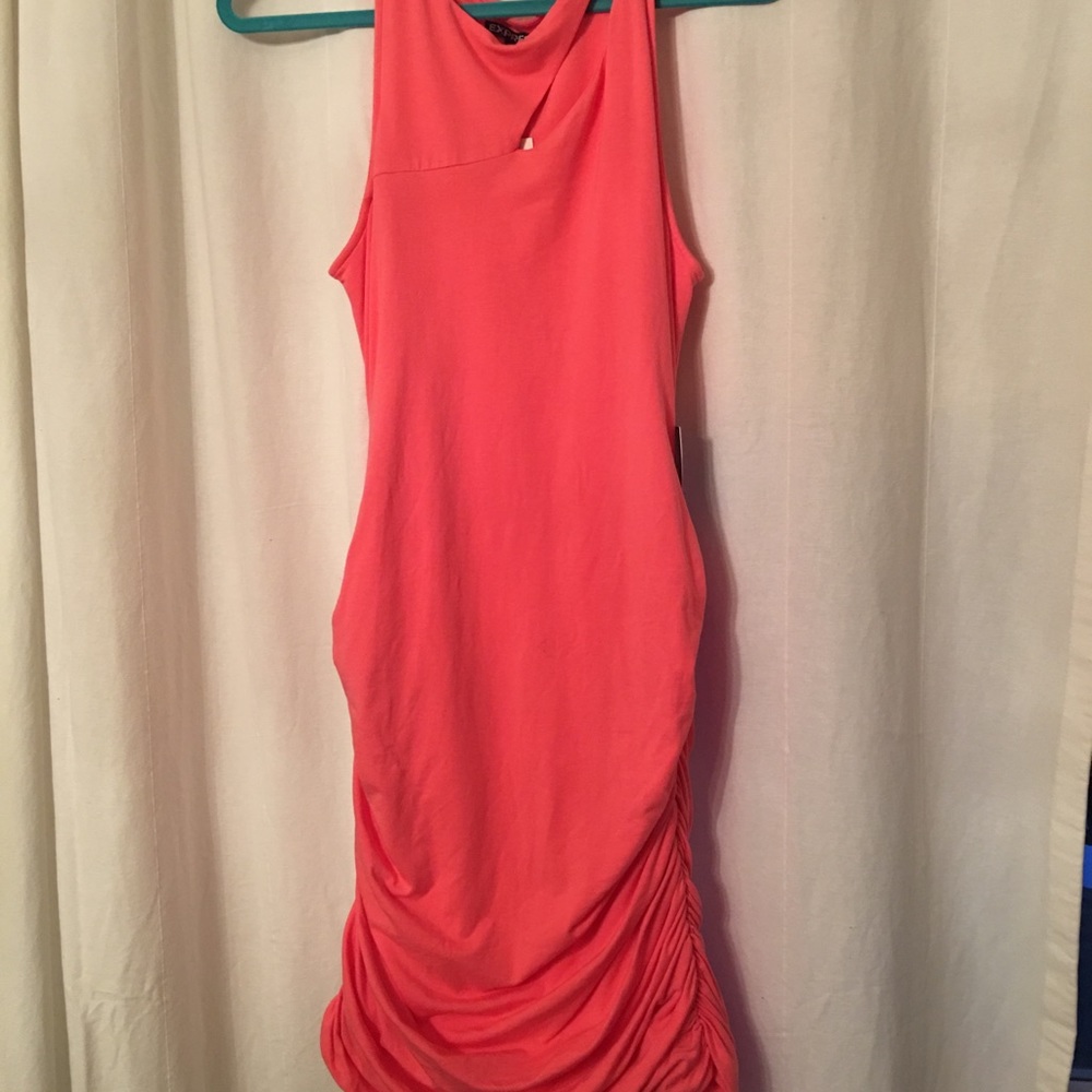 Hot pink ruched dress